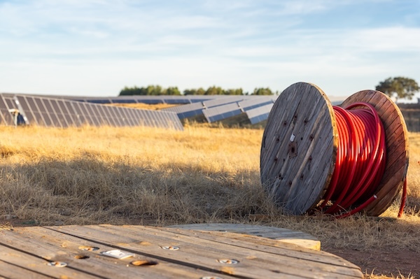 cabling in a solar park to lay in trench